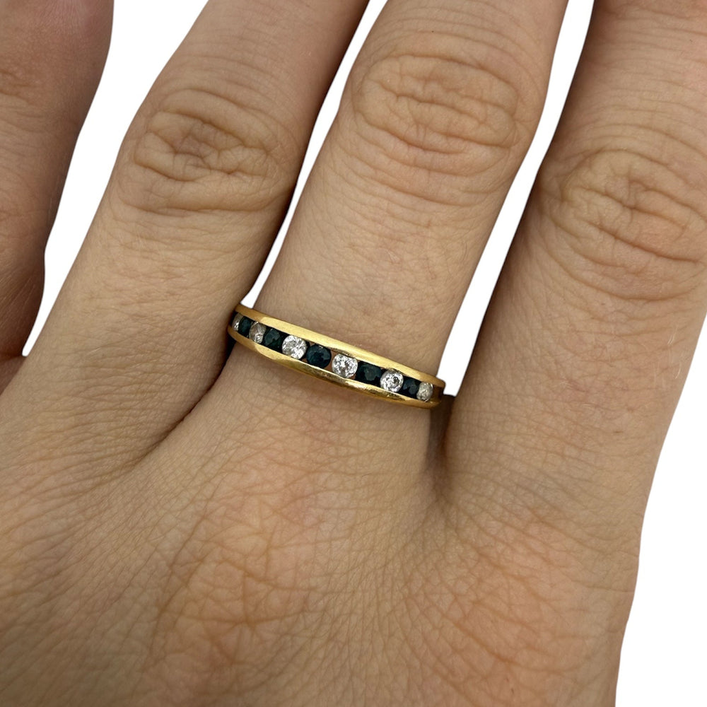 Bague en Or Jaune avec Diamants et Saphirs 18