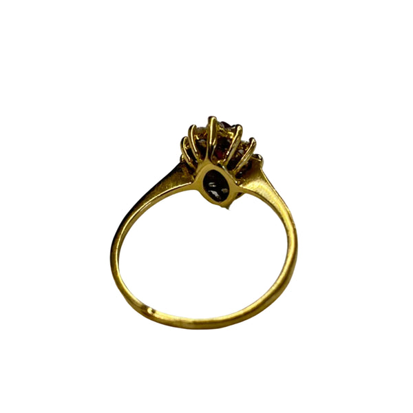 Bague Marguerite Or Jaune Rubis et Zirconium 18