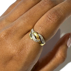 Bague en Or Jaune avec Diamants 18K
