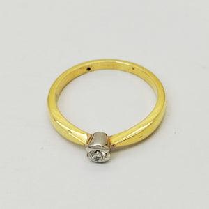 Solitaire en Or Jaune et blanc  18K avec Diamant -Taille 54-  3.10g