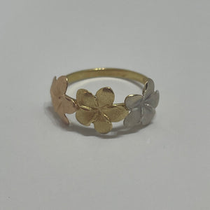 Bague Or Jaune Demi Tour Fleur 18 Carats - Taille 51.5 1.65 Grs