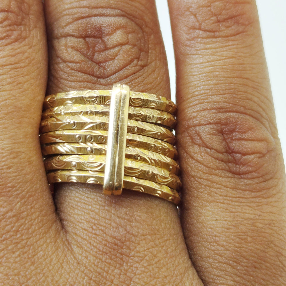 Bague Semainier Or Jaune 18K 6.35 Grs - Taille 59