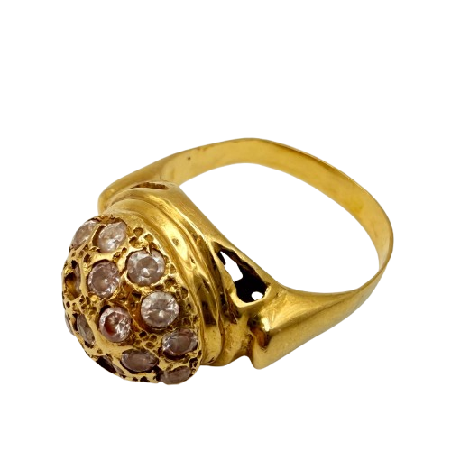 Bague or jaune 18K (4,1 g) avec oxyde de zirconium - Taille 56