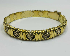 Bracelet jonc en or jaune et or gris 18K 32.15 Grs
