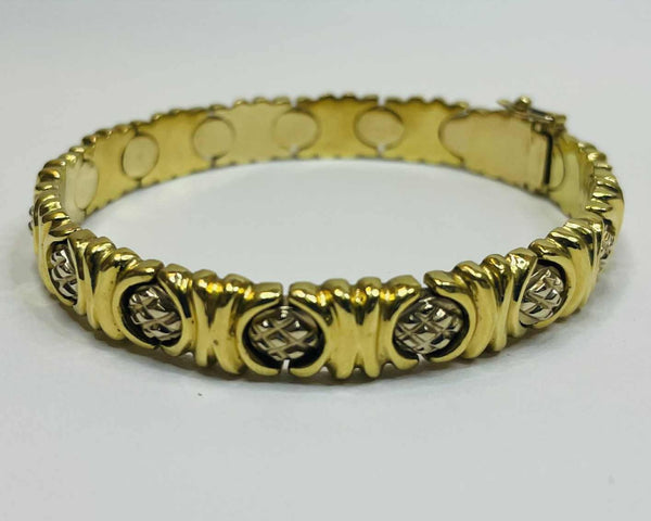 Bracelet jonc en or jaune et or gris 18K 32.15 Grs