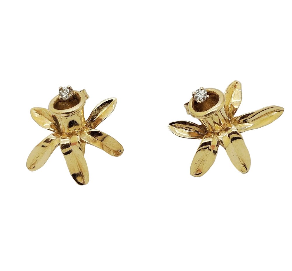 Boucles d'Oreilles Fleurs de Vanille 18 K - 3.82 Grs