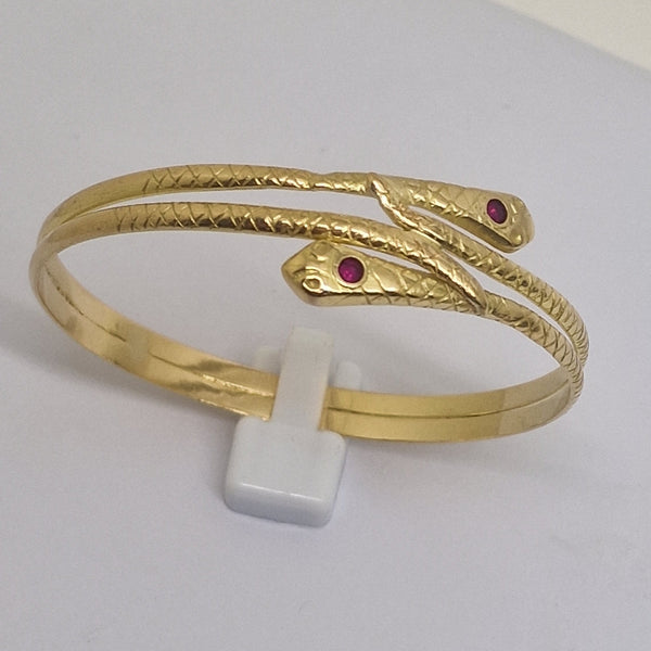 Bracelet Jonc Serpent en Or Jaune 18 Carats avec Rubis 28.31 Grs