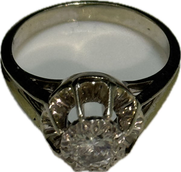 Solitaire Diamant 18k en Or blanc - Taille 53