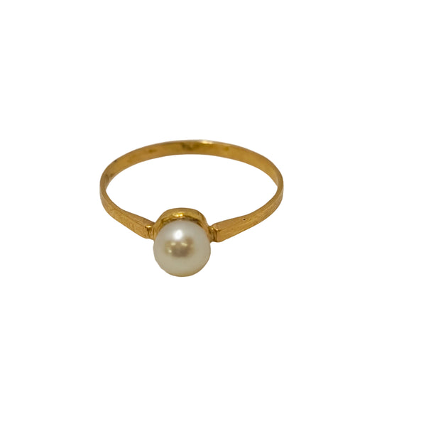 Bague Solitaire Or Jaune 18K avec Perle