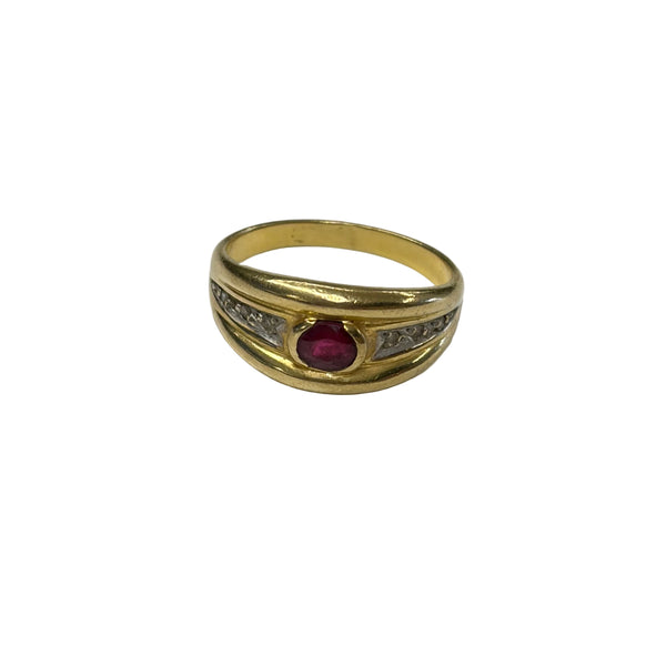 Bague en or jaune 750/1000 avec rubis