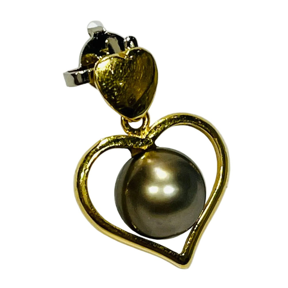 Pendentif Cœur Perle de Tahiti en Or Jaune 18K - 2.48Grs