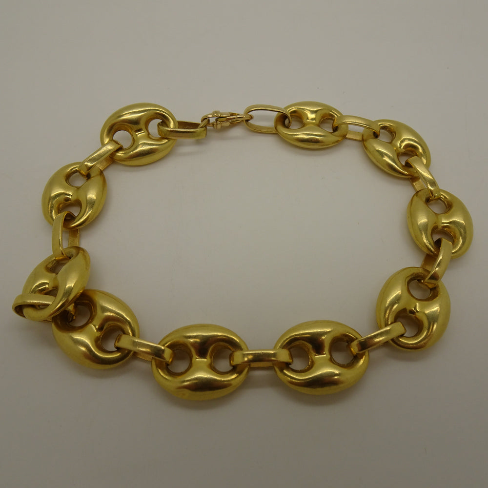 Bracelet Gourmette Grain de Café en Or 18K