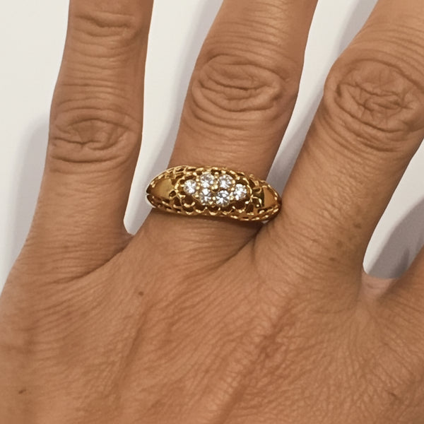 Bague Artisanale en Or Jaune avec Topazes