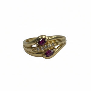 Bague en Or Jaune 18 Carats avec Rubis et Diamants