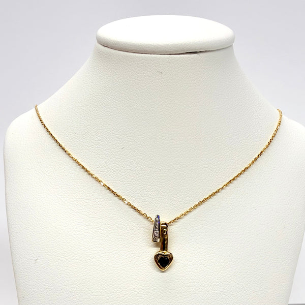 Collier Princesse Or Jaune et Blanc 18k avec Saphir et Diamant 1.81 Grs
