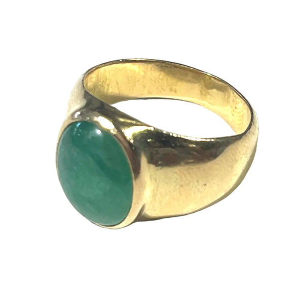 Bague en Or Jaune 18k avec Jade - T53