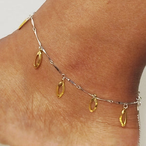 Chaine de cheville en or jaune et or blanc - 3.19 Grs