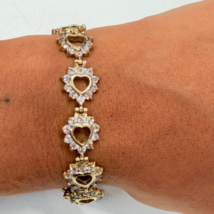 Bracelet Cœur et Zirconium en Or Jaune 18 K