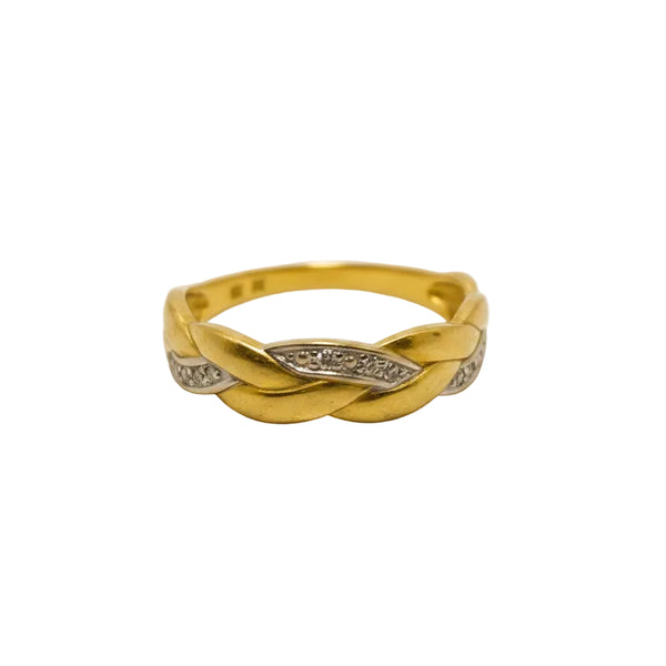 Bagues demi tour en or jaune et blanc 18 K - Taille 54 - 2.25 G