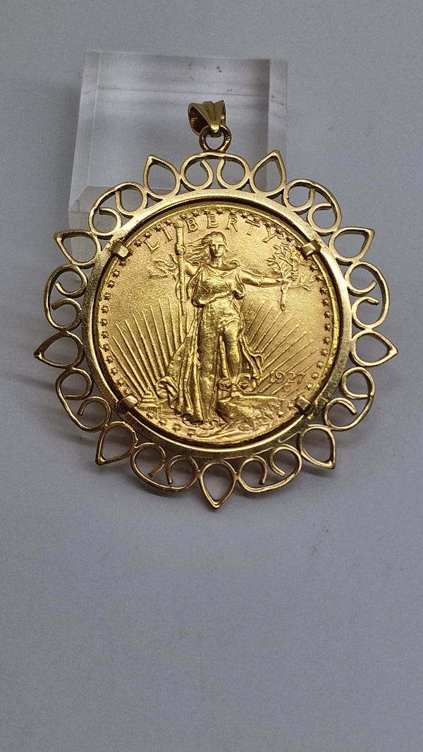 Pendentif Porte Pièce en Or Jaune 18K 48.63 Grs
