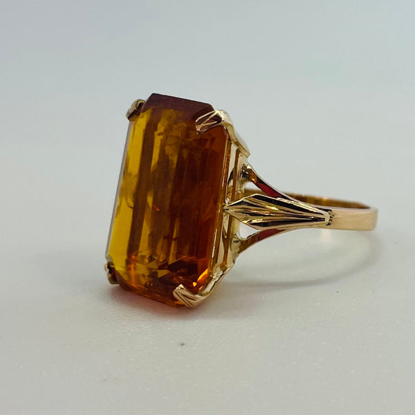 Solitaire en Or Jaune 18K Citrine - Taille 54