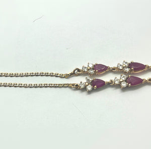 Collier Fantaisie en Or Jaune 18 K avec Oxyde et Rubis