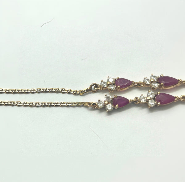 Collier Fantaisie en Or Jaune 18 K avec Oxyde et Rubis