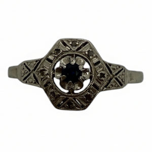 Bague fantaisie en Or Blanc et topaze 18K - T53 - 2.00Grs