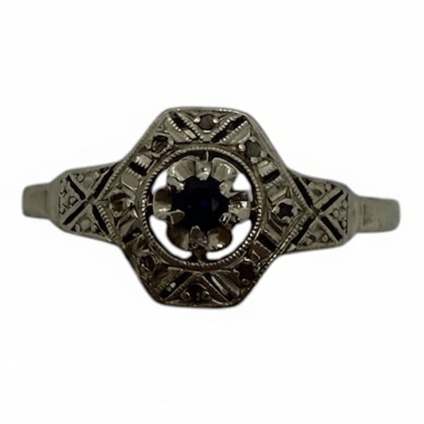 Bague fantaisie en Or Blanc et topaze 18K - T53 - 2.00Grs
