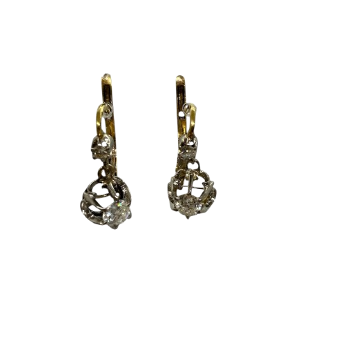 Boucles d'oreilles dormeuses en or 18K avec diamants - 2.87 Grs