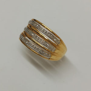 Bague en Or Jaune 18K avec 51 Diamants - Taille 54 - 3.25g