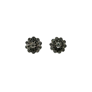 Boucles d'oreilles or blanc diamants motif floral 18k
