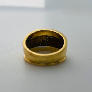 Bague Jonc en Or Jaune et Blanc Diamants 18 K - 9.77 Grs