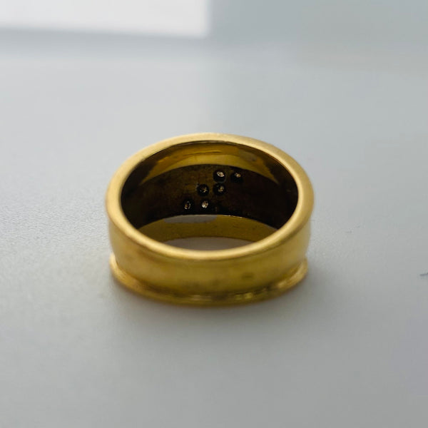 Bague Jonc en Or Jaune et Blanc Diamants 18 K - 9.77 Grs