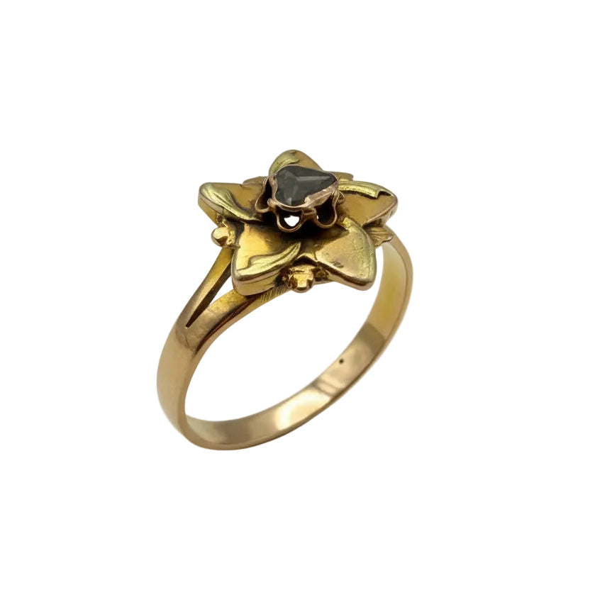 Bague Marguerite en Or Jaune 18K avec Zirconium Poids: 2.66 Grs - Taille 57
