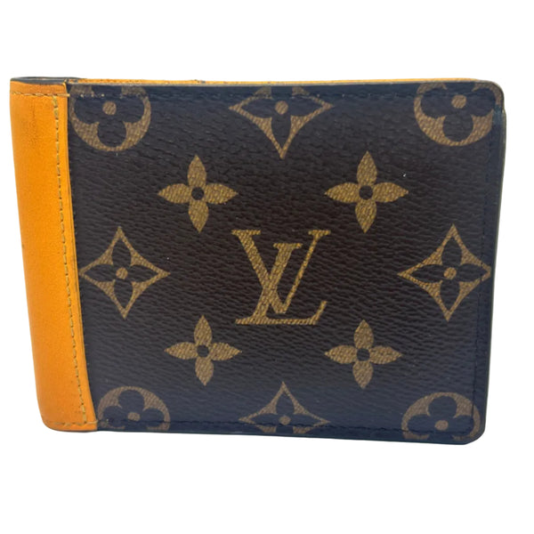 Portefeuille Louis Vuitton en toile Monogram Macassar et Jaune safran