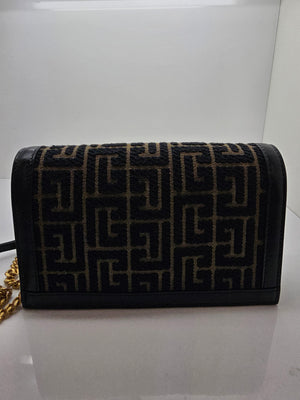 Sac à main Balmain en toile jacquard noir et kaki