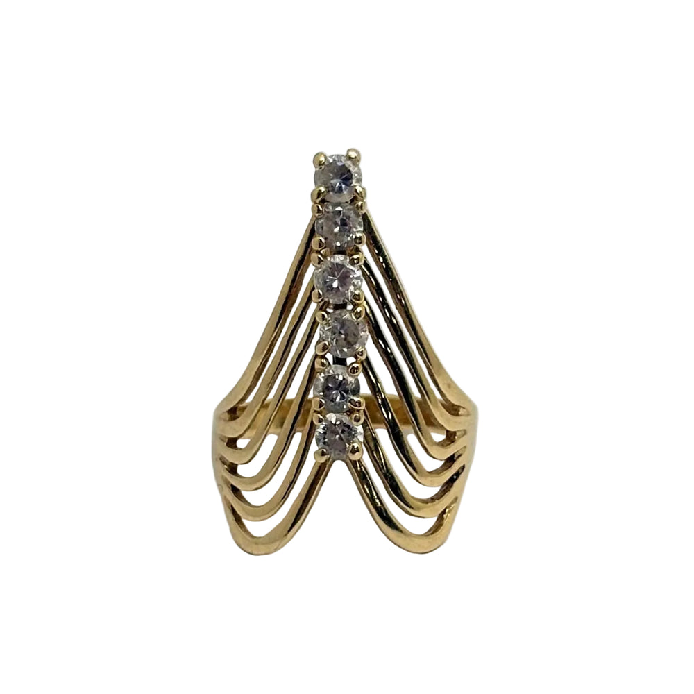 Bague Africaine en Or Jaune 18K et Oxyde de Zirconium