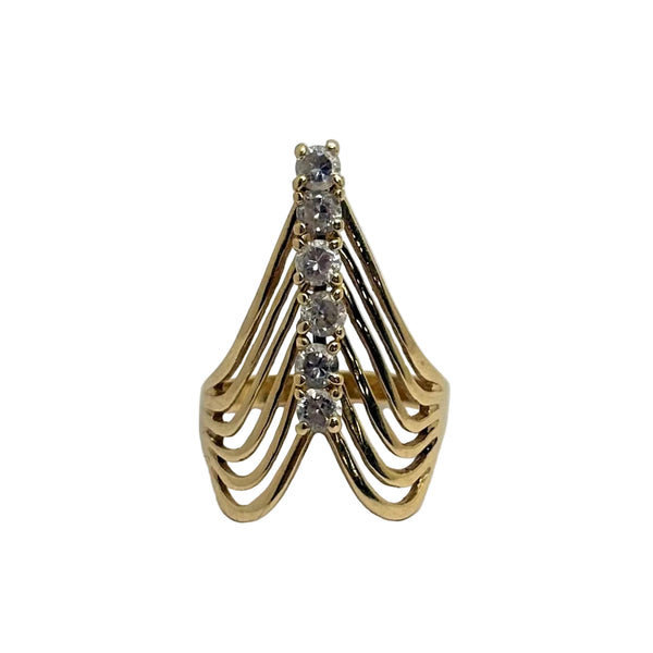 Bague Africaine en Or Jaune 18K et Oxyde de Zirconium