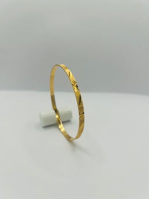 Bracelet Jonc Or Jaune 750/1000, Motifs Etoilés, Bon Etat
