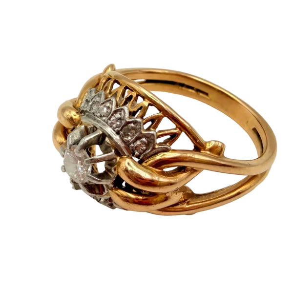 Bague Ancienne en Or jaune - Diamants 18K - 6.73Grs - T55