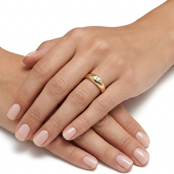 Bague Jonc Or 18K avec Diamants - T60 - 5.19gr