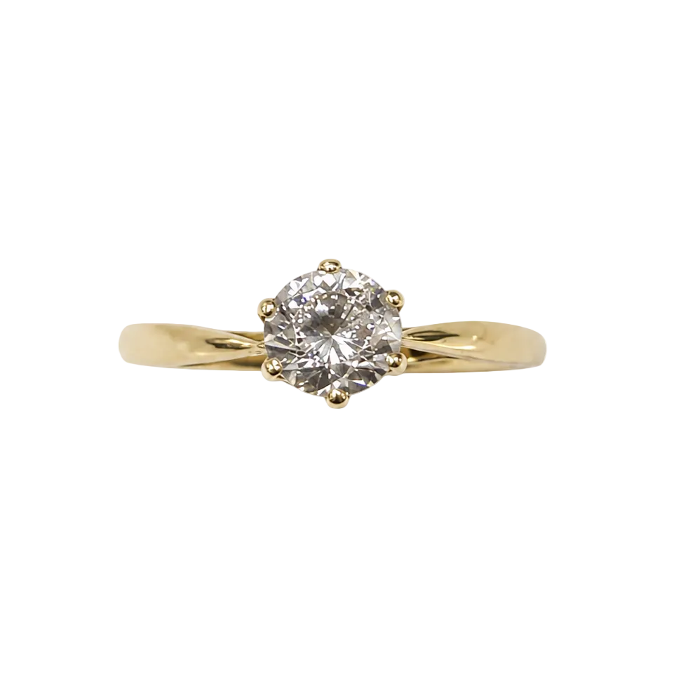 Bague Solitaire avec Oxyde de Zirconium en Or Jaune 18K - Taille 47