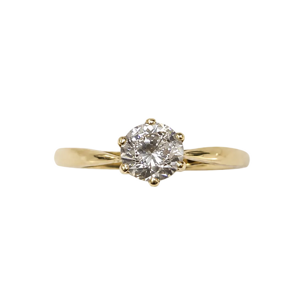 Bague Solitaire avec Oxyde de Zirconium en Or Jaune 18K