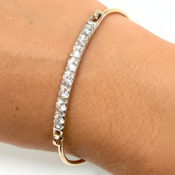Bracelet jonc en Or jaune et blanc 18k avec diamants