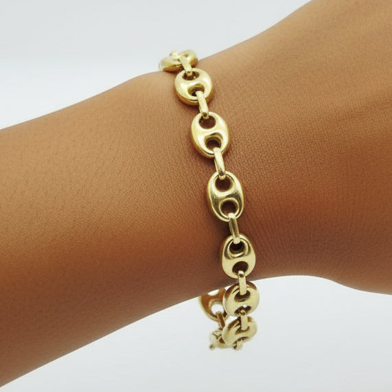 Bracelet Maille Grain de Café Or Jaune 18K - 19cm - 11.55gr