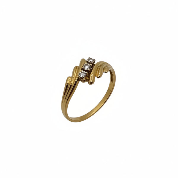 Trilogie Or Jaune 18K - 1.57 G avec Diamants et Rubis