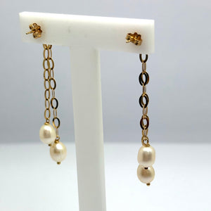 Boucles d'oreilles en or Jaune 18k Perle