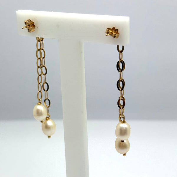 Boucles d'oreilles en or Jaune 18k Perle