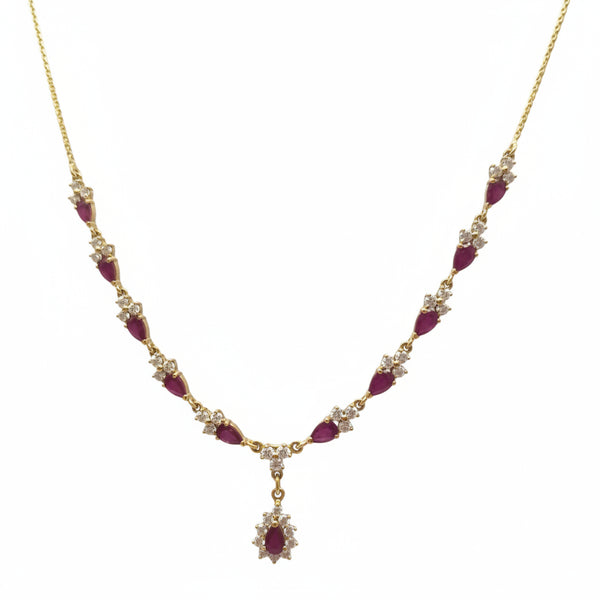 Collier Fantaisie en Or Jaune 18 K avec Oxyde et Rubis